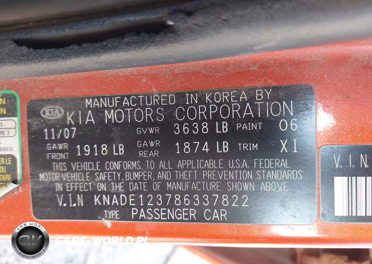 2008 Kia Rio Lx VIN:KNADE123786337822 - 9