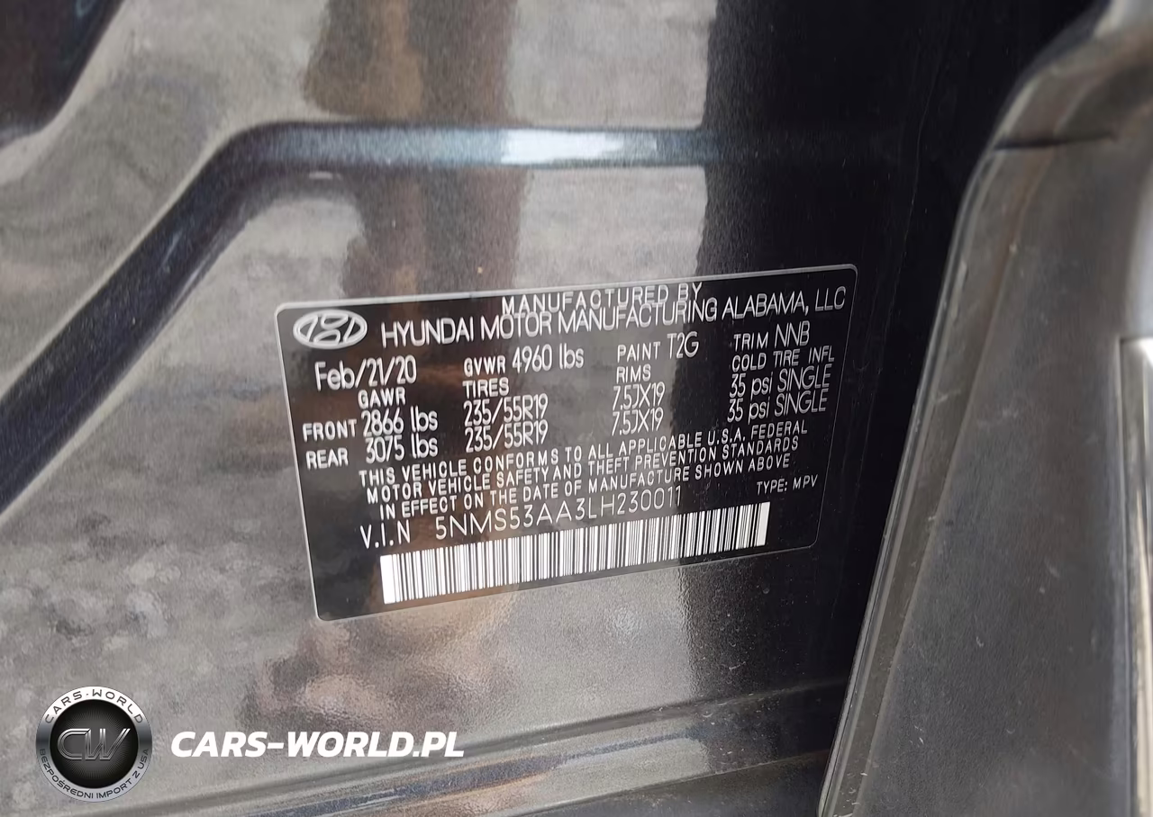 2020 Hyundai Santa Fe Limited 2.0T VIN:5NMS53AA3LH230011 - 9