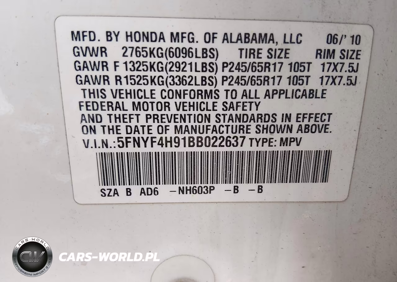 2011 Honda Pilot Touring VIN:5FNYF4H91BB022637 - 9