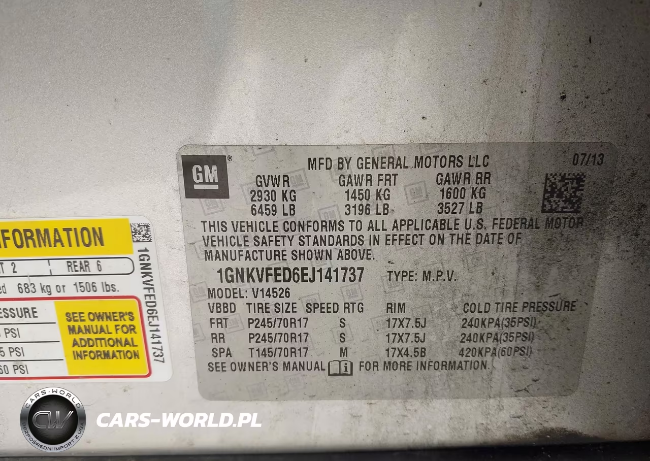 2014 Chevrolet Traverse Ls VIN:1GNKVFED6EJ141737 - 9