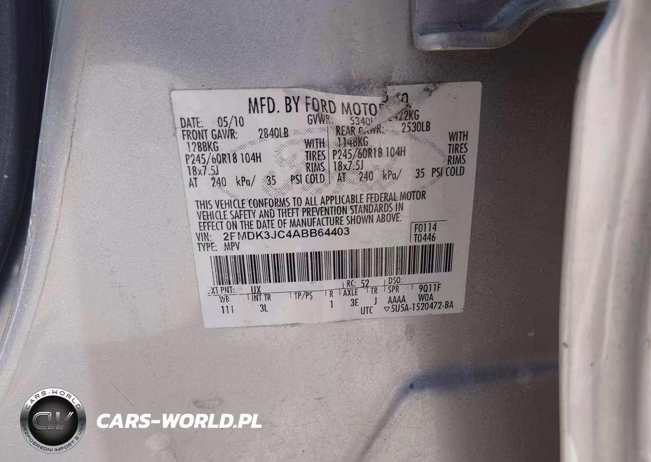 2010 Ford Edge Sel VIN:2FMDK3JC4ABB64403 - 9