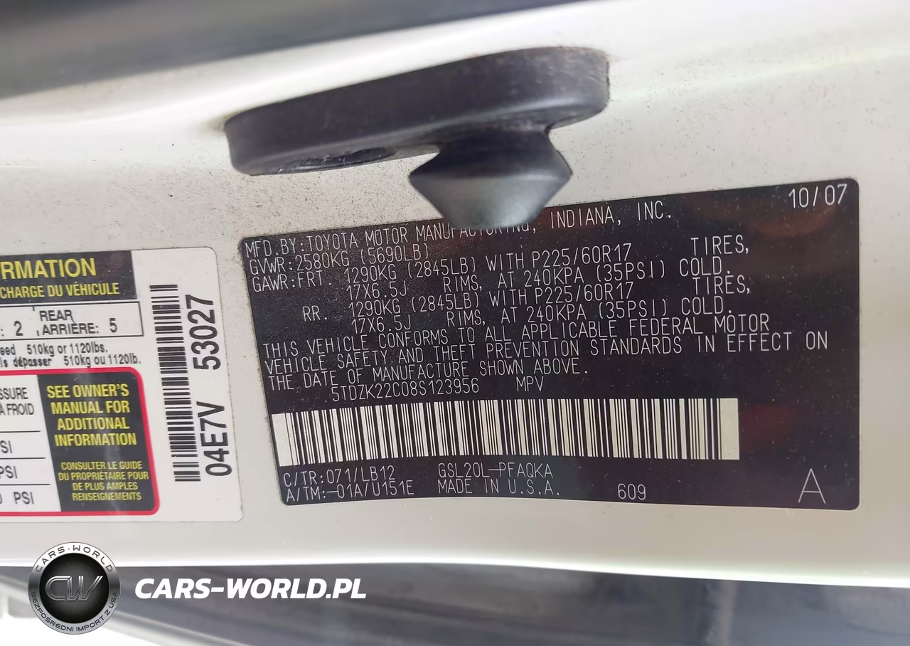 2008 Toyota Sienna Limited VIN:5TDZK22C08S123956 - 9