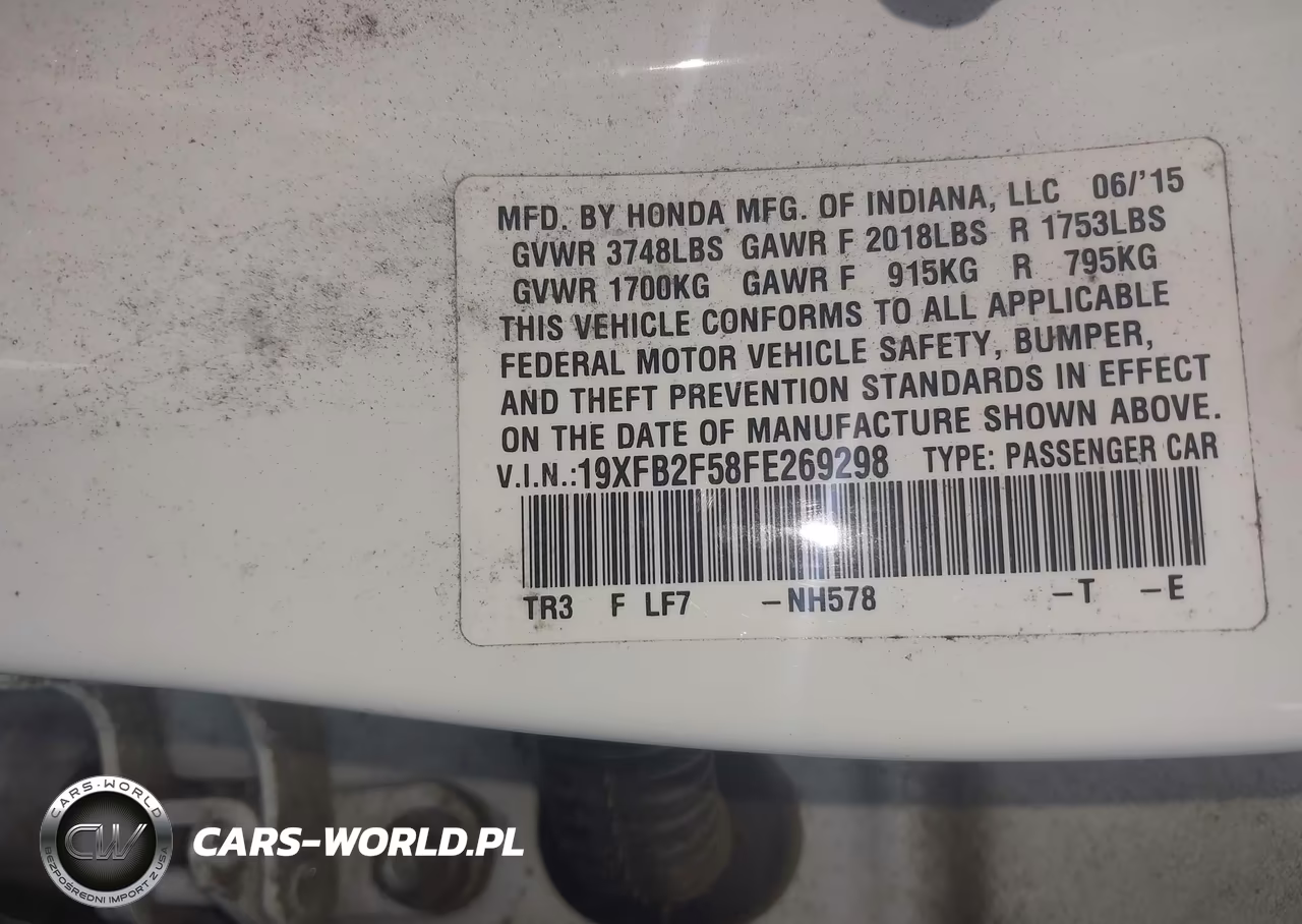 2015 Honda Civic Lx VIN:19XFB2F58FE269298 - 9
