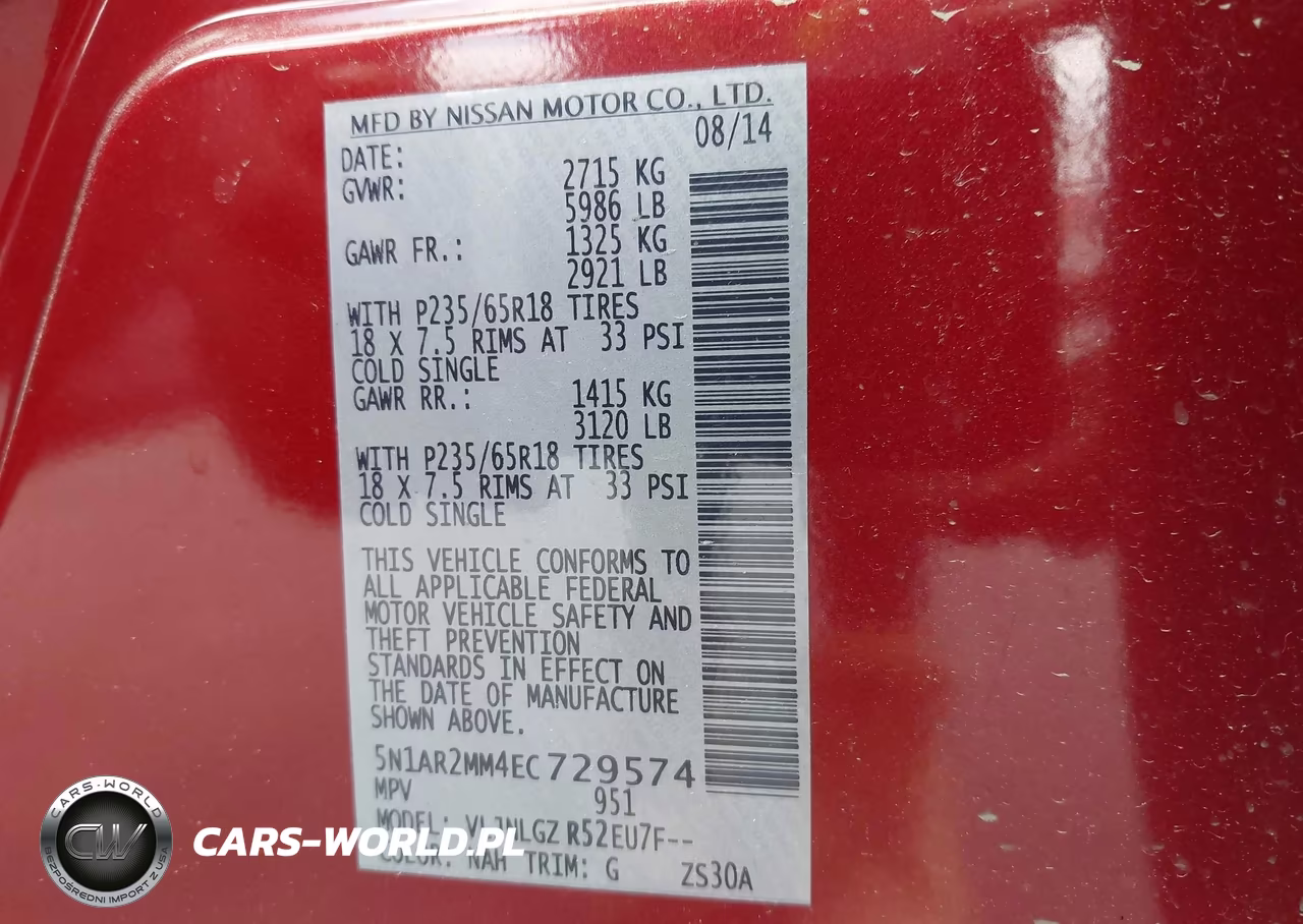 2014 Nissan Pathfinder Sl VIN:5N1AR2MM4EC729574 - 9