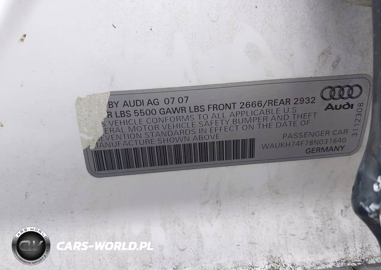 2008 Audi A6 3.2 Avant VIN:WAUKH74F78N031640 - 9