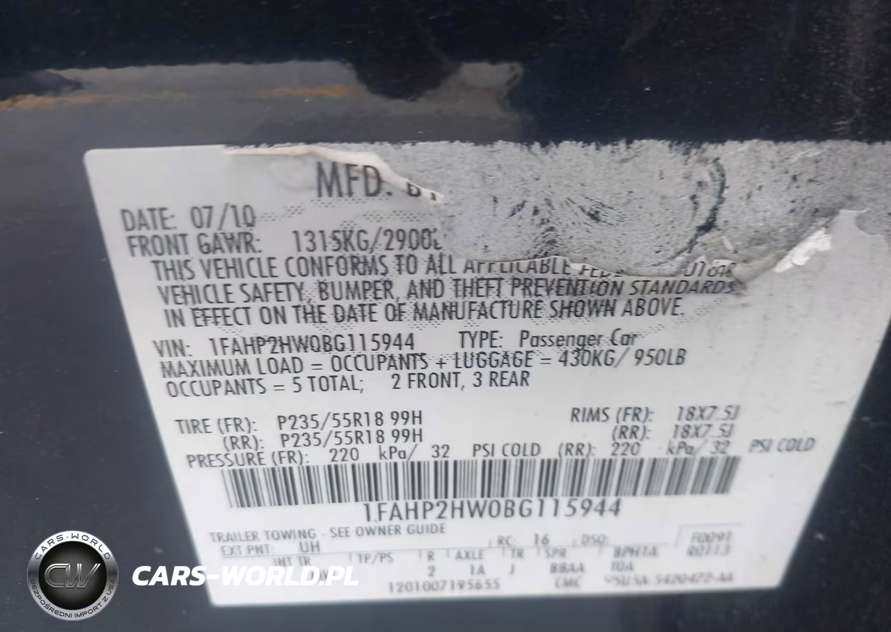 2011 Ford Taurus Sel VIN:1FAHP2HW0BG115944 - 9