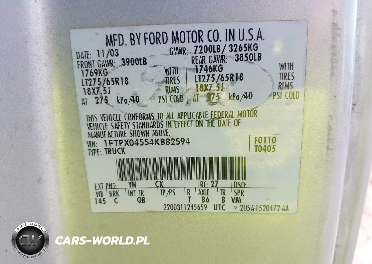 2004 Ford F-150 Fx4-Xlt VIN:1FTPX04554KB82594 - 9