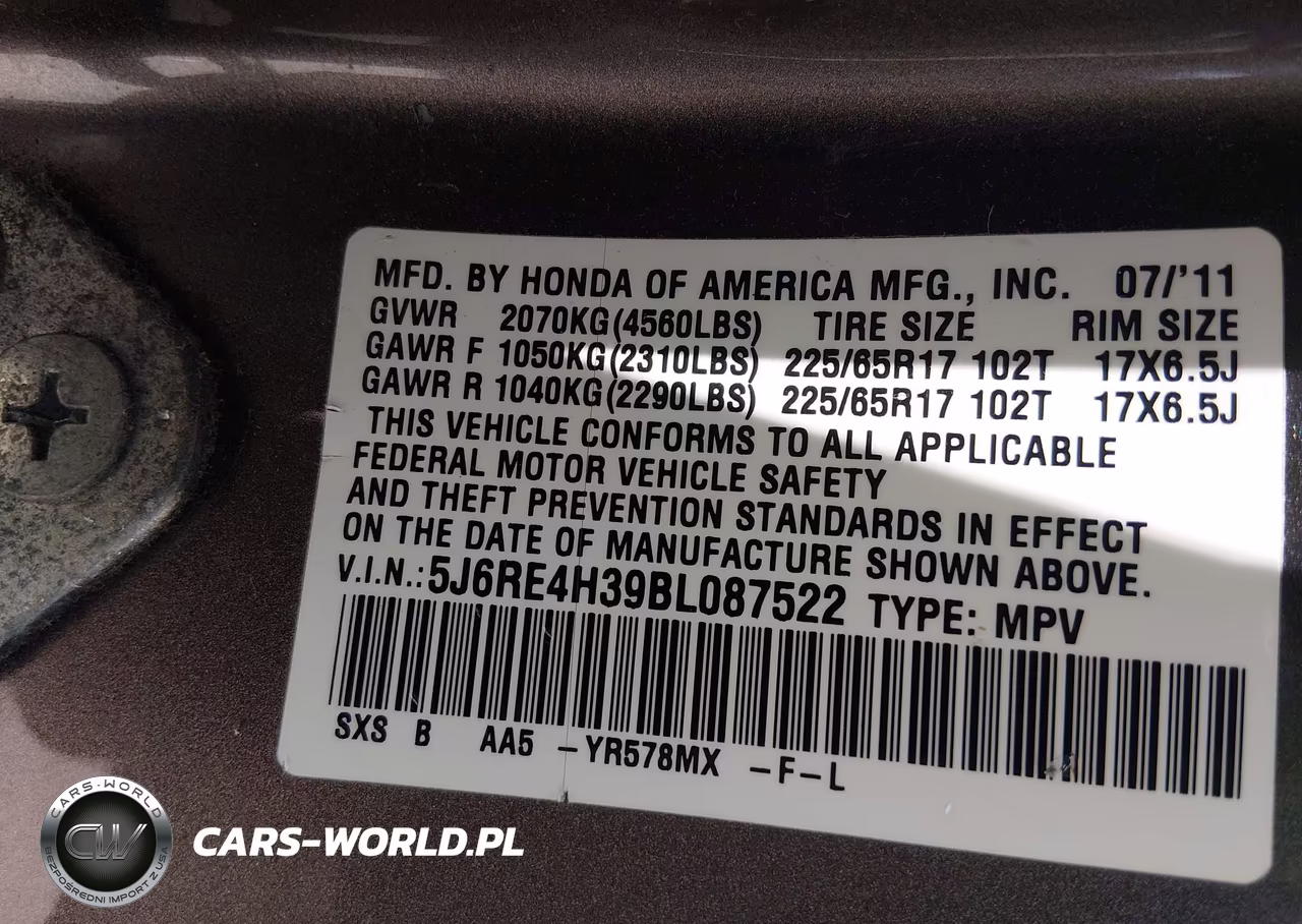 2011 Honda Cr-V Lx VIN:5J6RE4H39BL087522 - 9