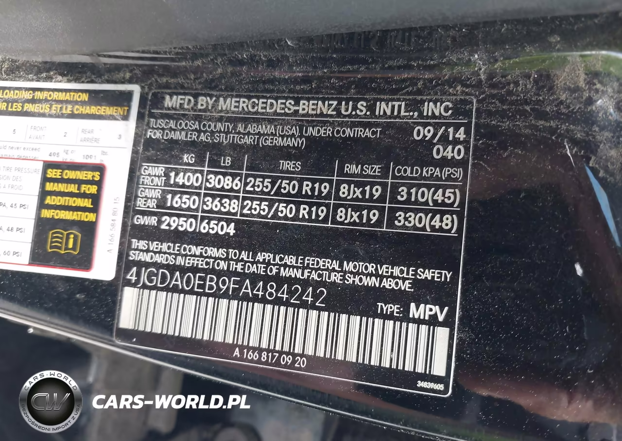 2015 Mercedes-Benz Ml 250 Bluetec 4Matic VIN:4JGDA0EB9FA484242 - 9