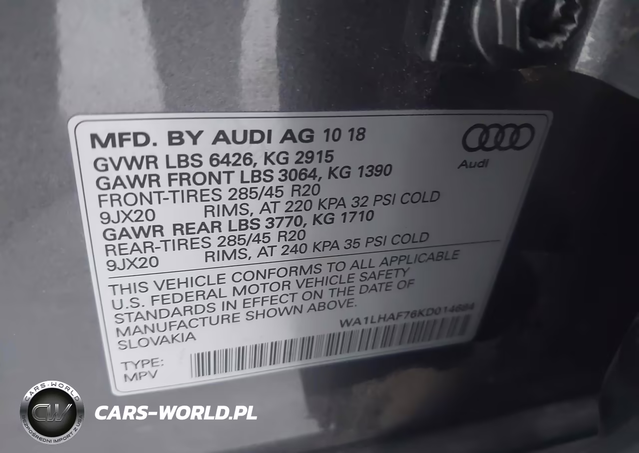 2019 Audi Q7 45 Premium-45 Se Premium VIN:WA1LHAF76KD014684 - 9