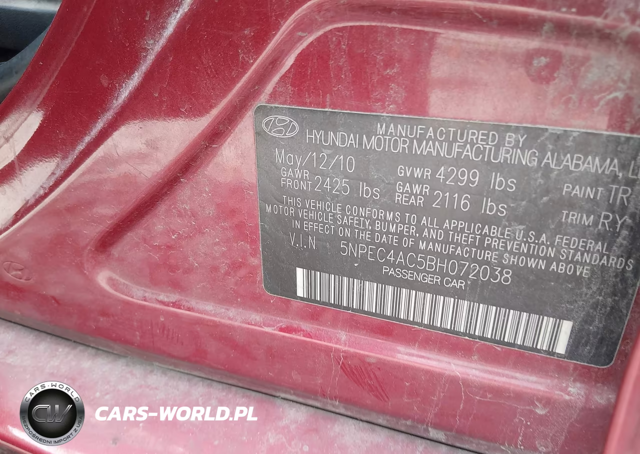 2011 Hyundai Sonata Se VIN:5NPEC4AC5BH072038 - 9