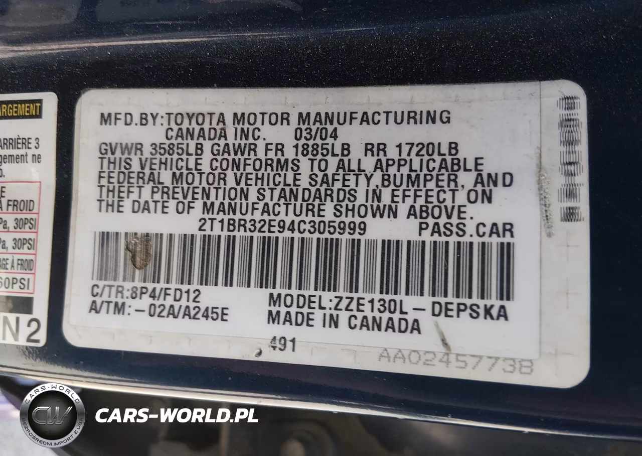 2004 Toyota Corolla S VIN:2T1BR32E94C305999 - 9