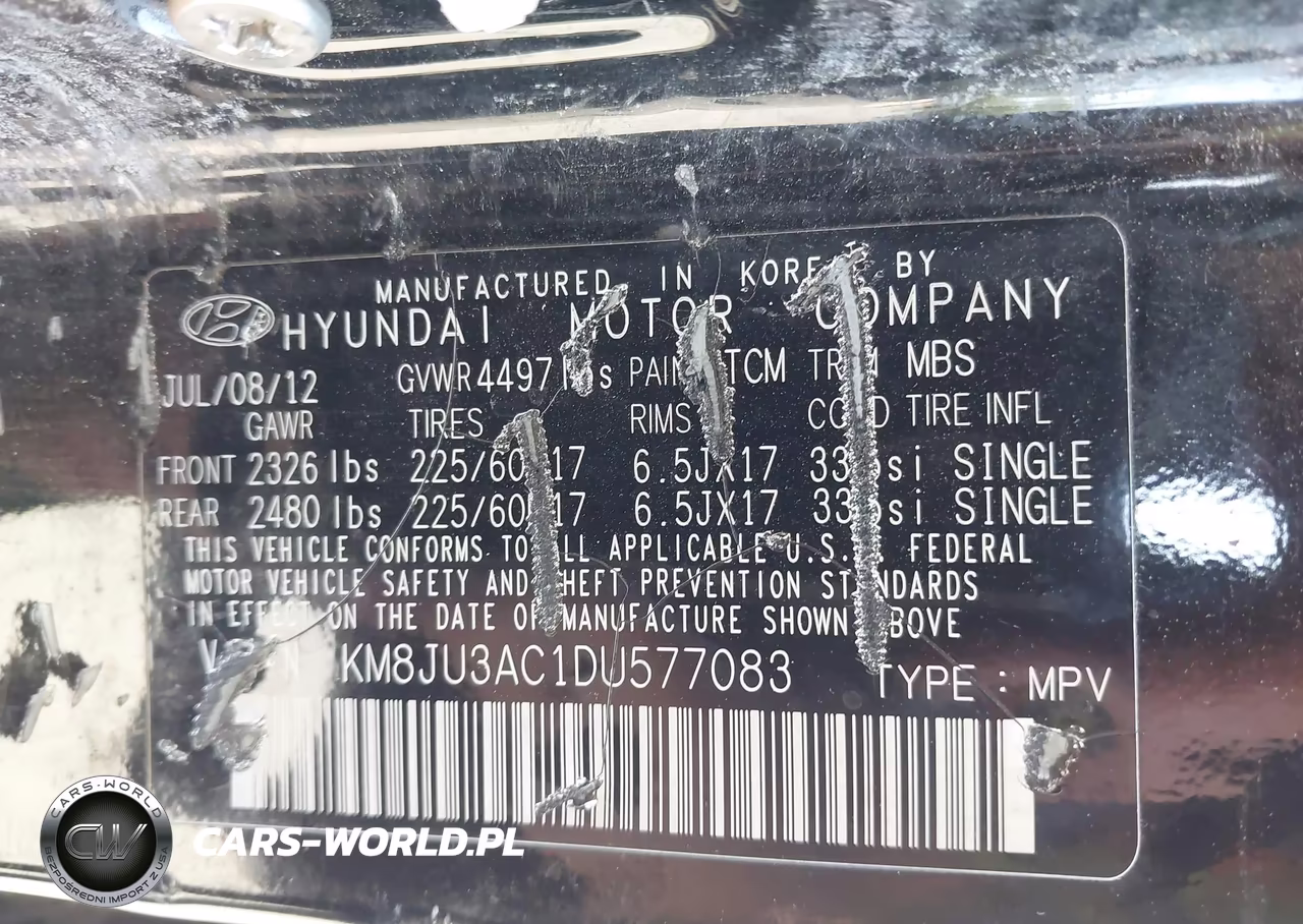 2013 Hyundai Tucson Gls VIN:KM8JU3AC1DU577083 - 9
