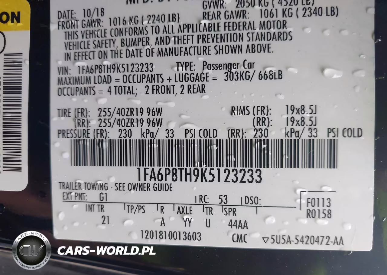 2019 Ford Mustang Ecoboost VIN:1FA6P8TH9K5123233 - 9