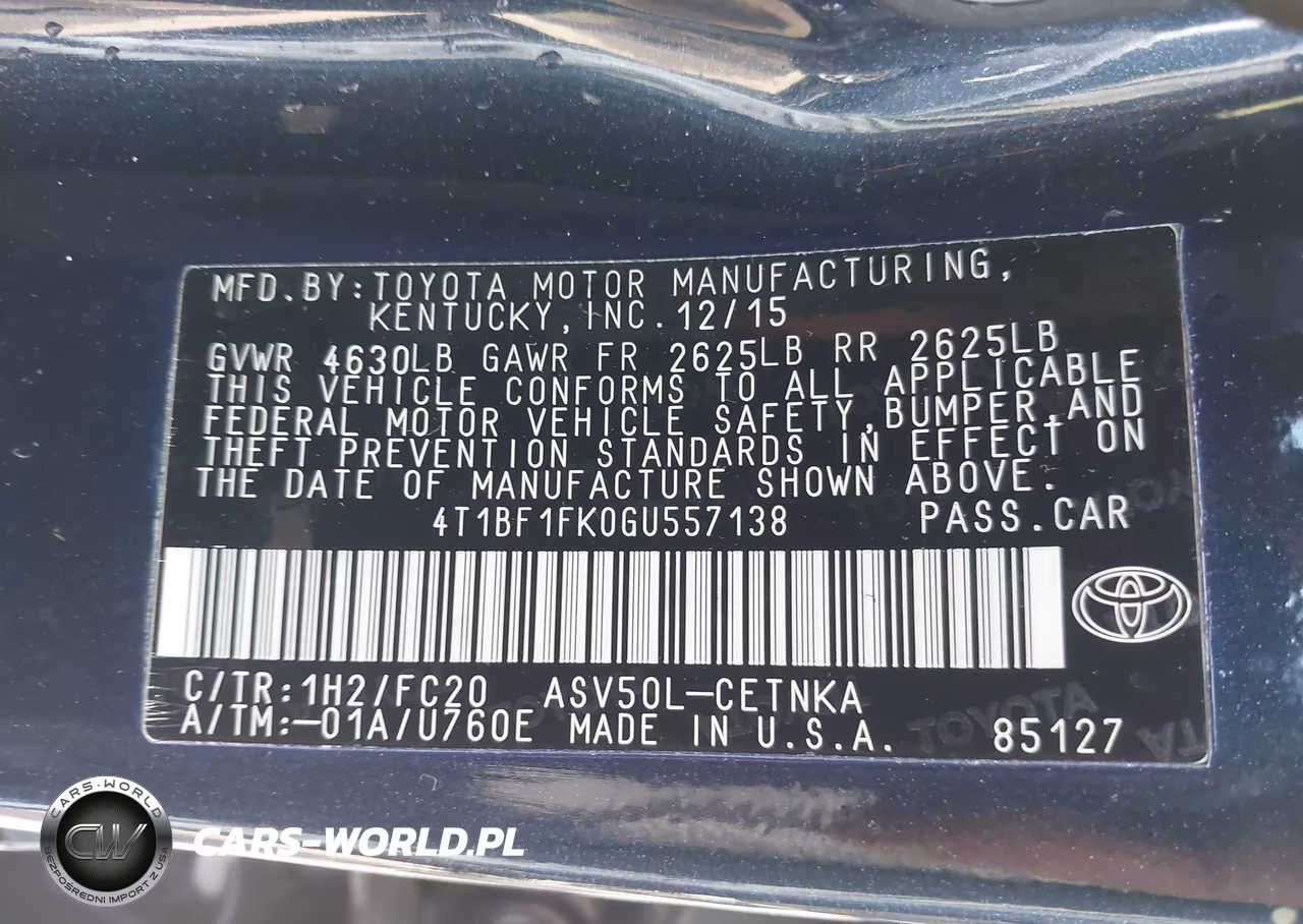 2016 Toyota Camry Le VIN:4T1BF1FK0GU557138 - 9