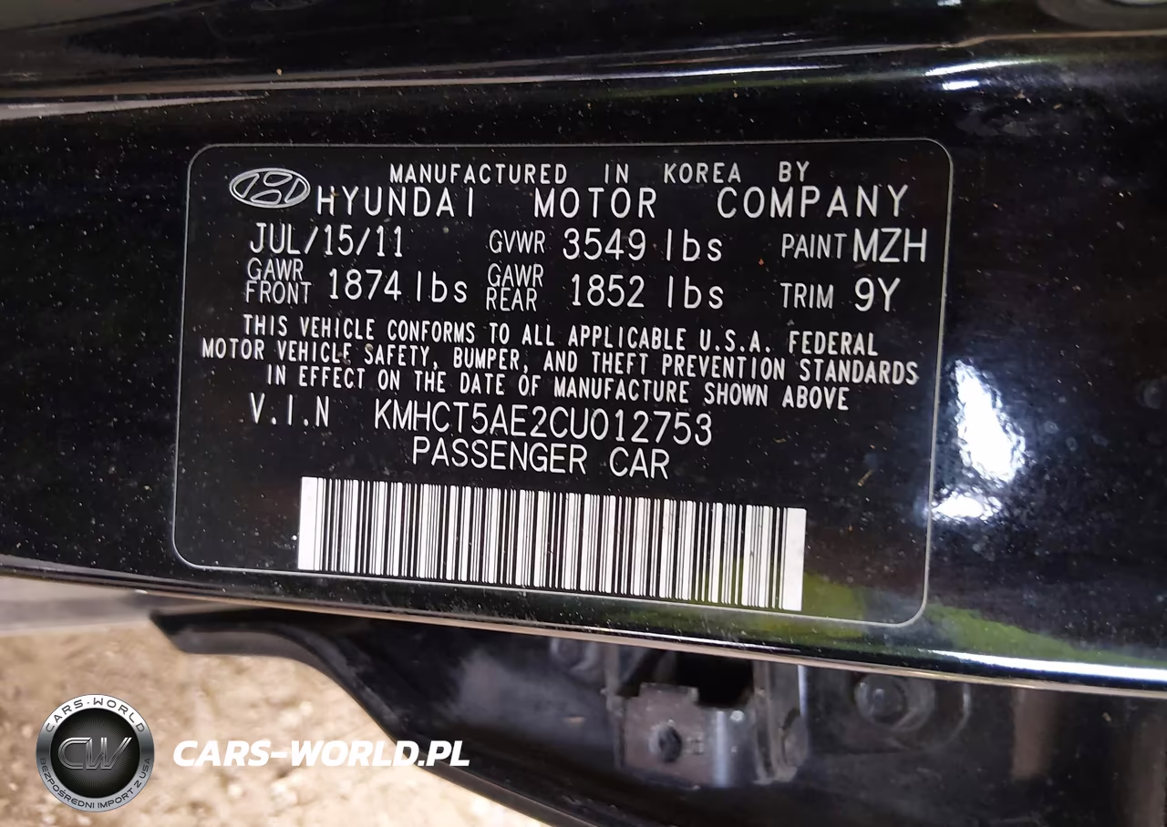 2012 Hyundai Accent Gs VIN:KMHCT5AE2CU012753 - 9