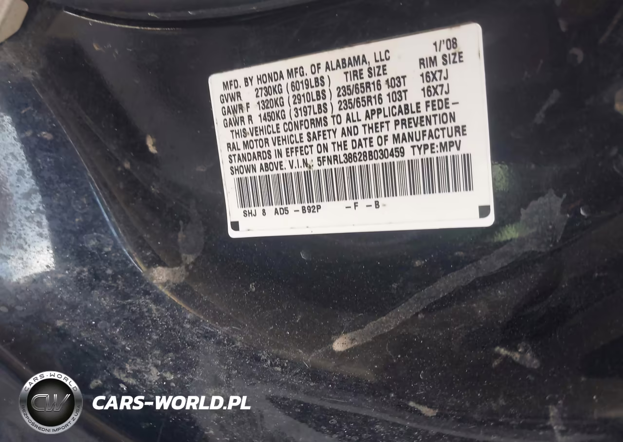 2008 Honda Odyssey Ex-L VIN:5FNRL38628B030459 - 9
