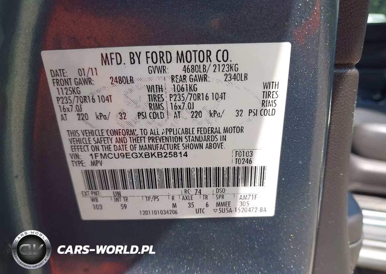2011 Ford Escape Limited VIN:1FMCU9EGXBKB25814 - 9