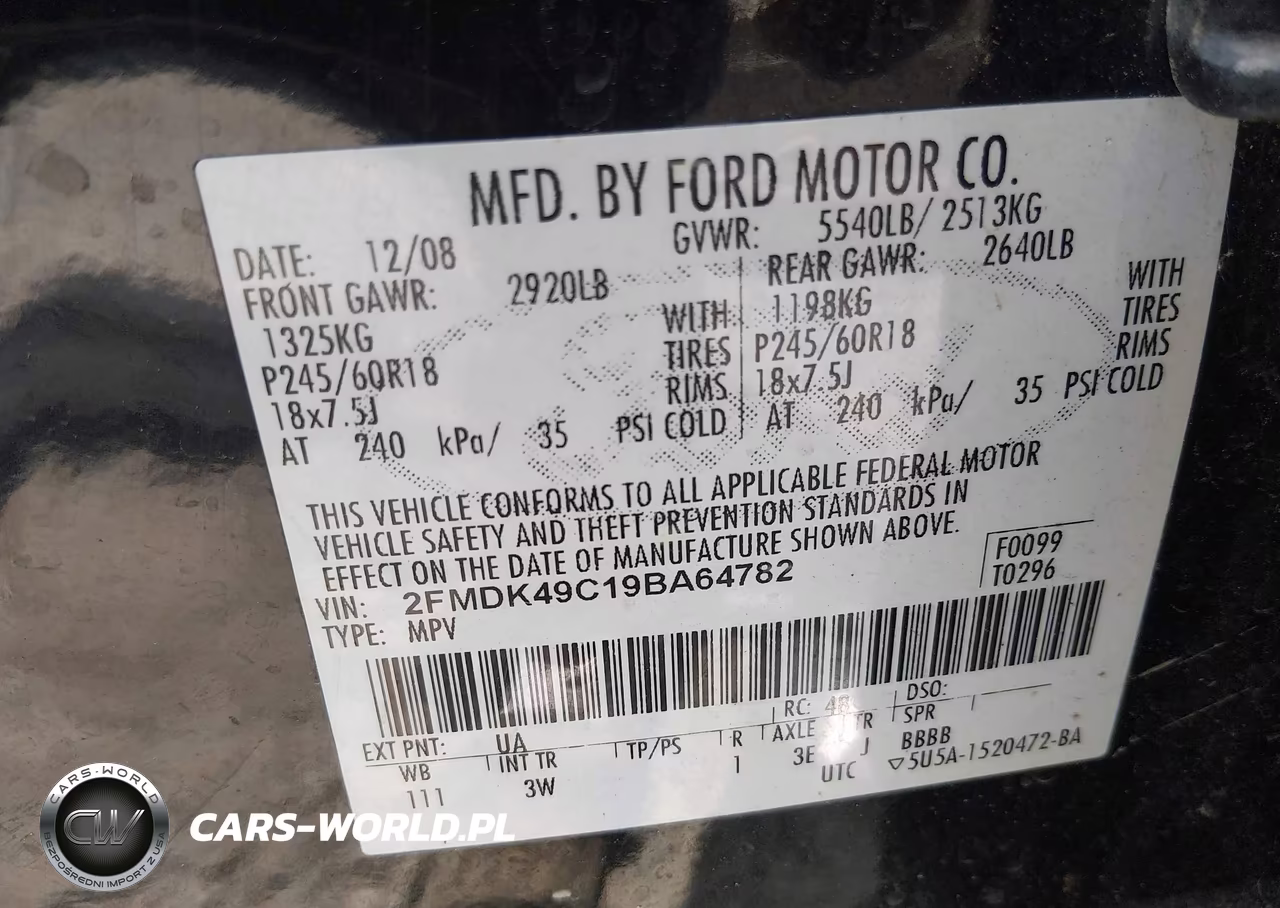 2009 Ford Edge Limited VIN:2FMDK49C19BA64782 - 9