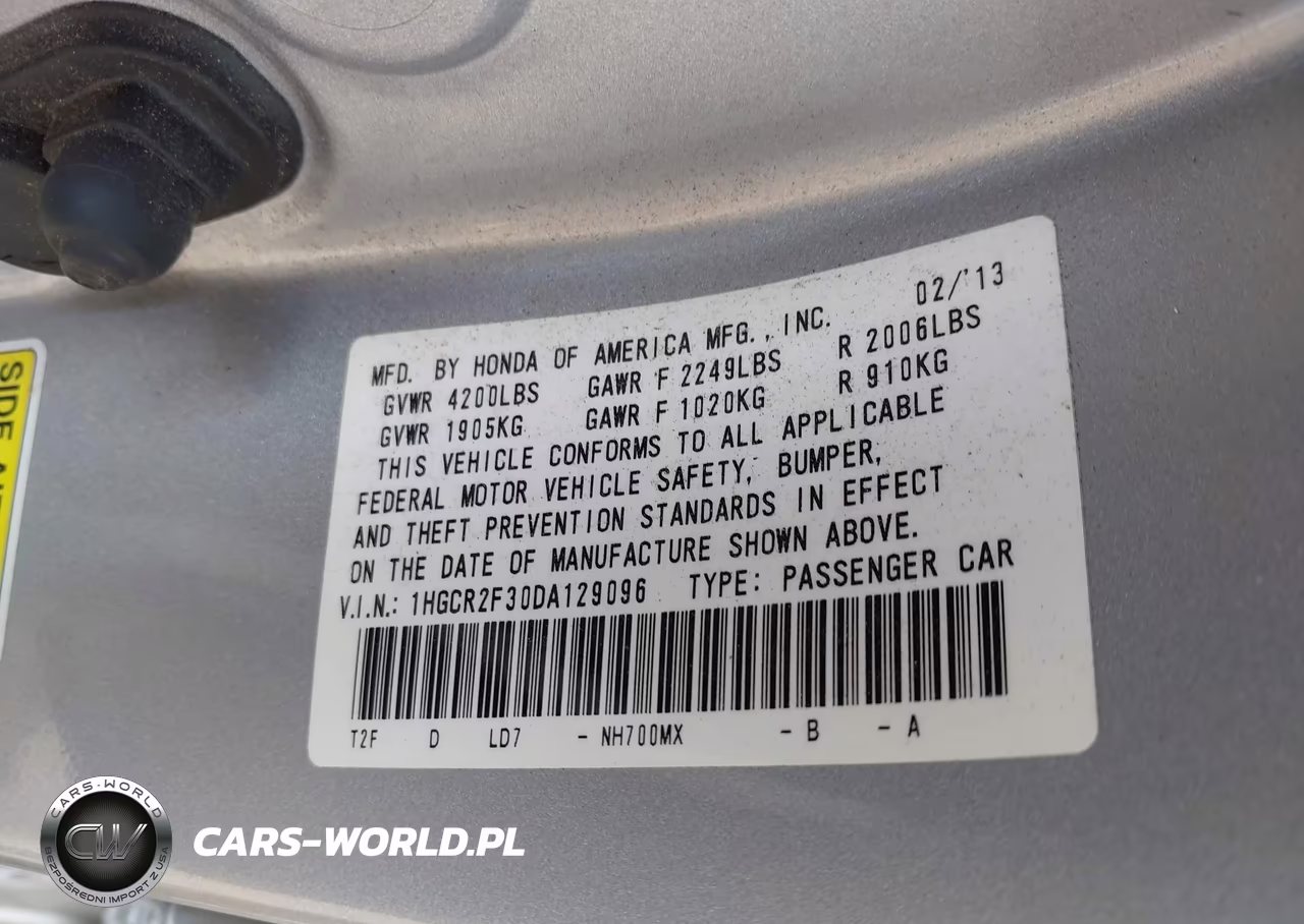 2013 Honda Accord Lx VIN:1HGCR2F30DA129096 - 9