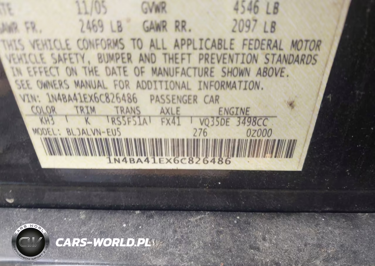 2006 Nissan Maxima 3.5 Se VIN:1N4BA41EX6C826486 - 9