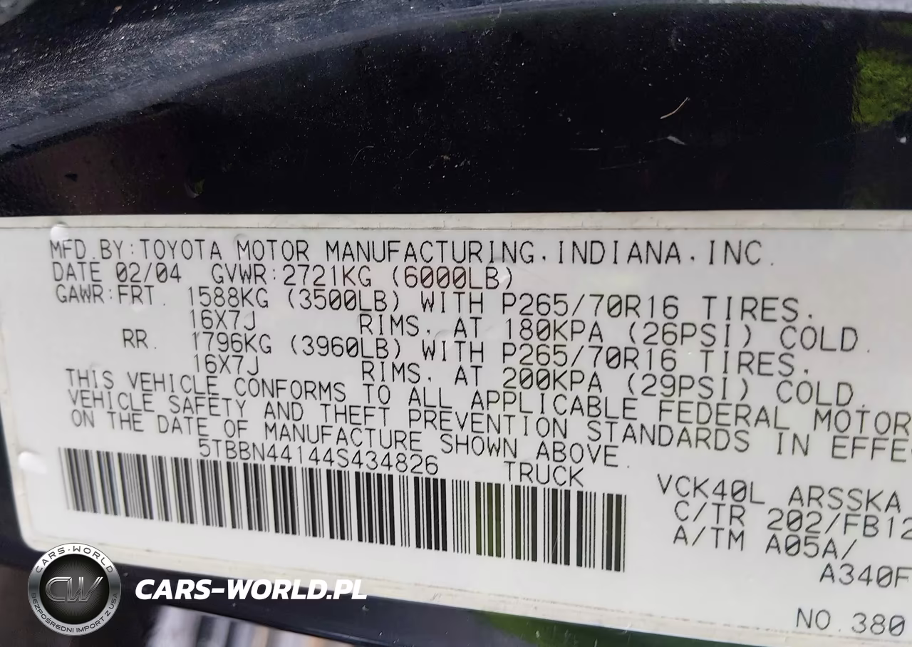 2004 Toyota Tundra Sr5 VIN:5TBBN44144S434826 - 9
