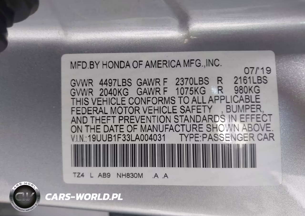 2020 Acura Tlx Standard VIN:19UUB1F33LA004031 - 9