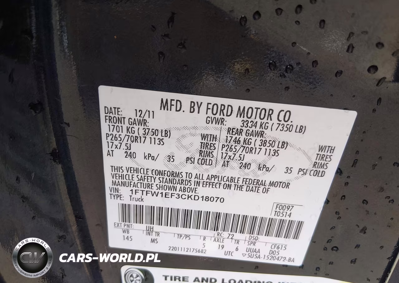 2012 Ford F-150 Xlt VIN:1FTFW1EF3CKD18070 - 9