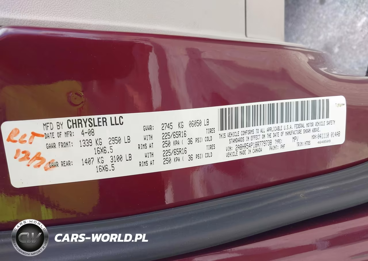 2008 Chrysler Town & Country Touring VIN:2A8HR54P18R779738 - 9