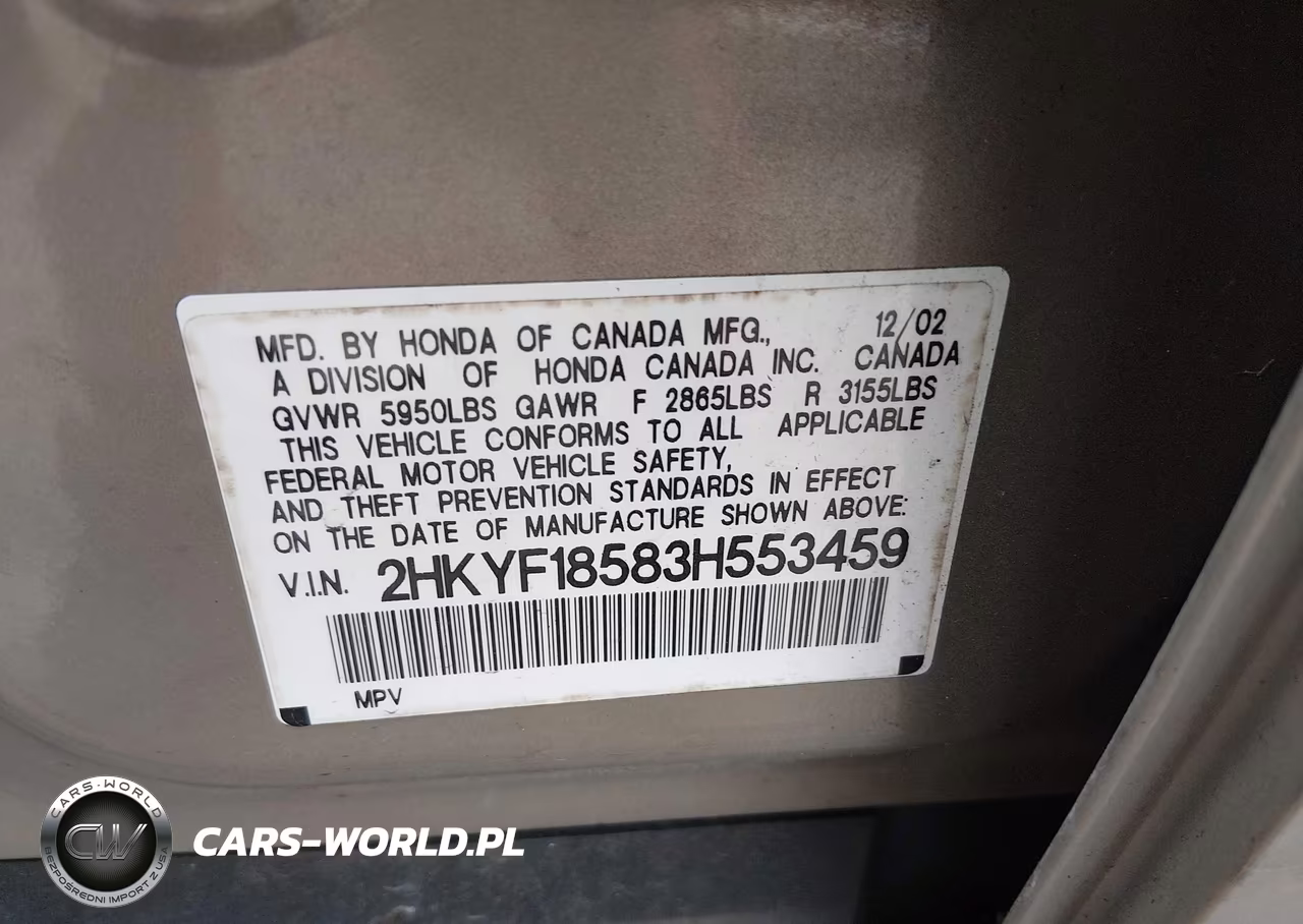 2003 Honda Pilot Ex-L VIN:2HKYF18583H553459 - 9