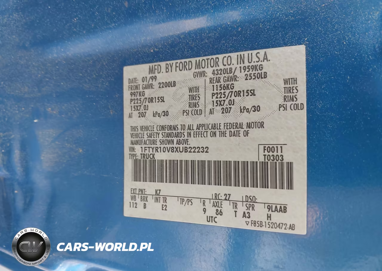 1999 Ford Ranger Xl-Xlt VIN:1FTYR10V8XUB22232 - 9