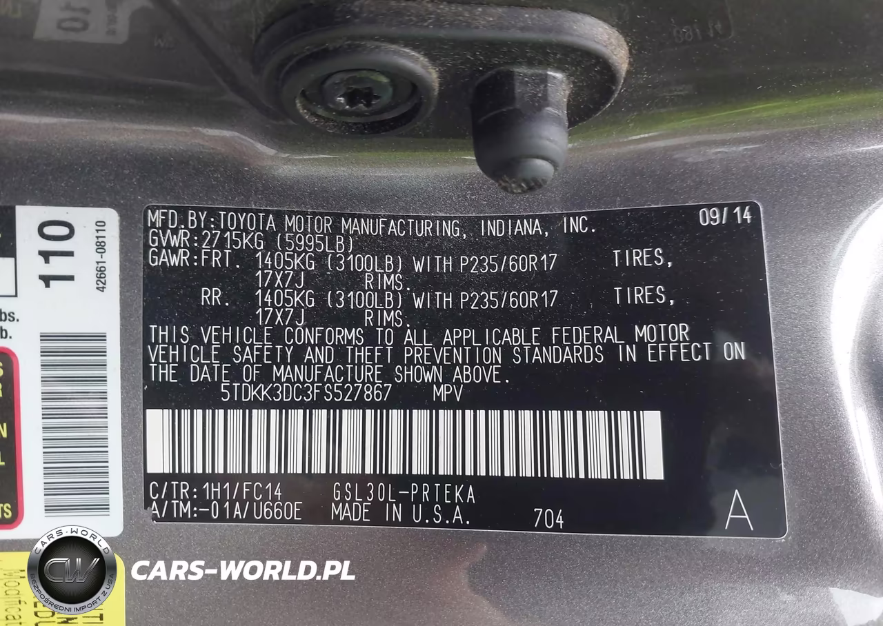 2015 Toyota Sienna Le 8 Passenger VIN:5TDKK3DC3FS527867 - 9
