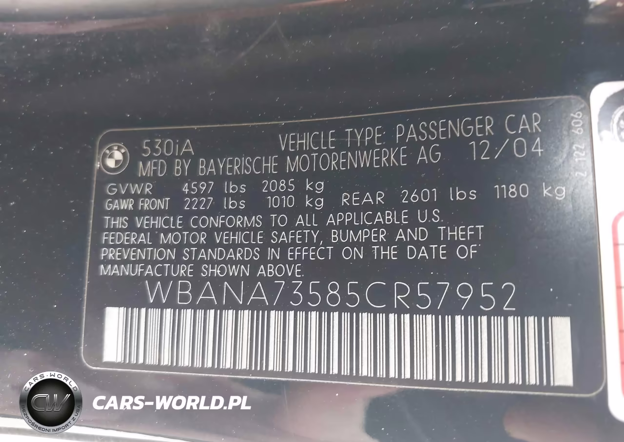 2005 BMW 530I VIN:WBANA73585CR57952 - 9