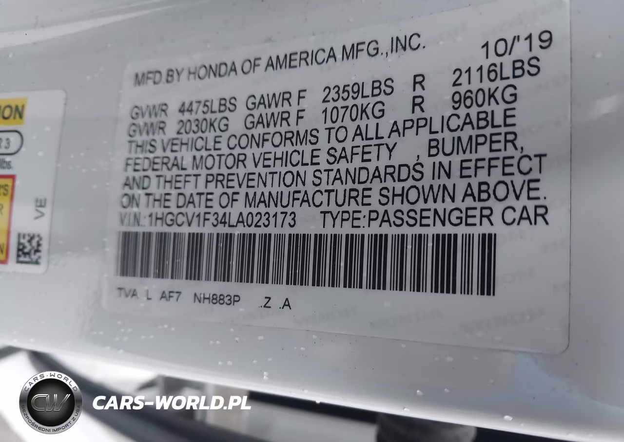 2020 Honda Accord Sport VIN:1HGCV1F34LA023173 - 9