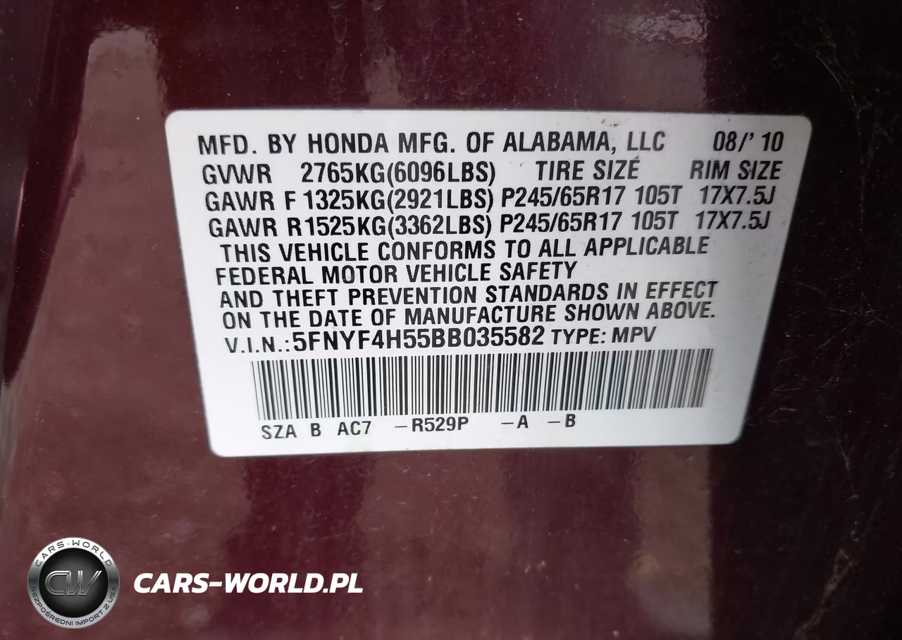 2011 Honda Pilot Ex-L VIN:5FNYF4H55BB035582 - 9