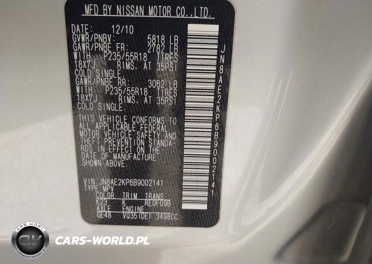 2011 Nissan Quest Le VIN:JN8AE2KP6B9002141 - 9