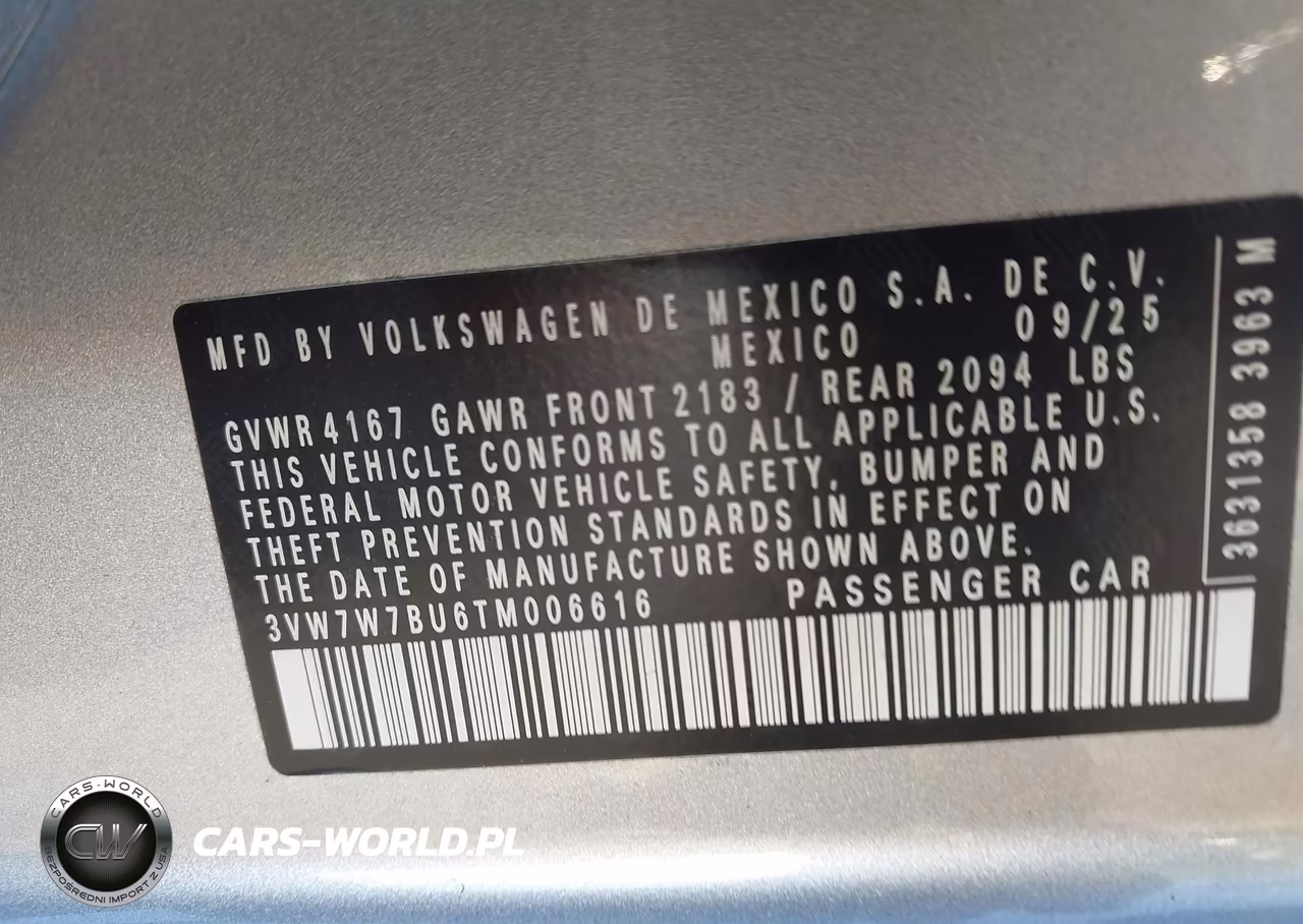 2026 Volkswagen Jetta Se VIN:3VW7W7BU6TM006616 - 9