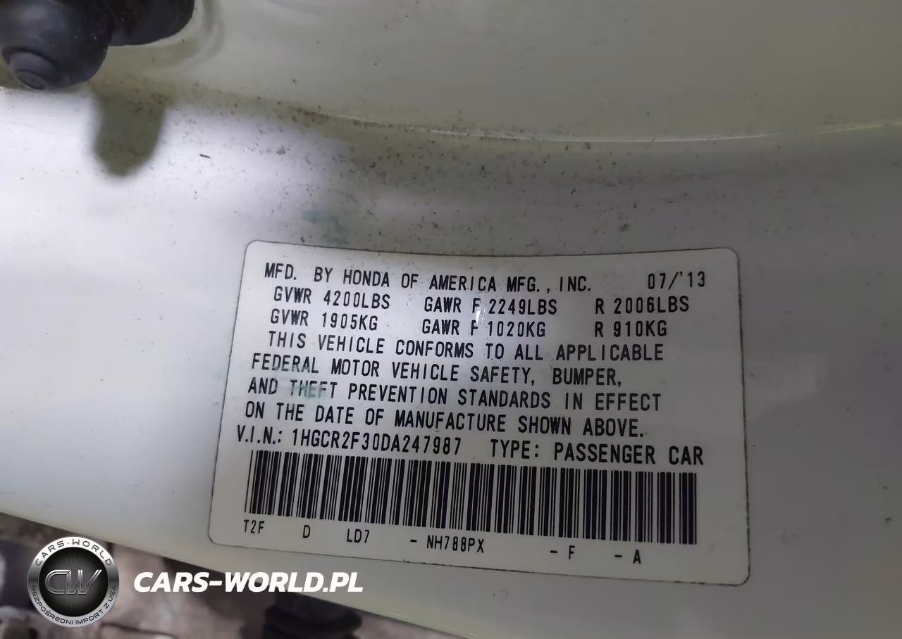 2013 Honda Accord Lx VIN:1HGCR2F30DA247987 - 9