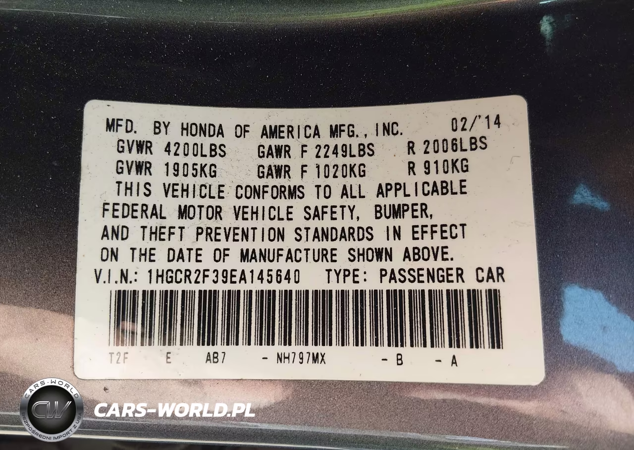 2014 Honda Accord Lx VIN:1HGCR2F39EA145640 - 9