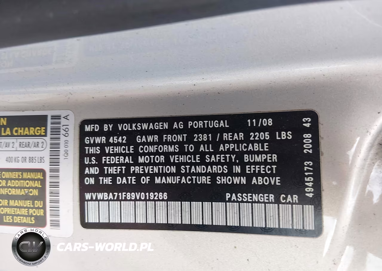 2009 Volkswagen Eos Komfort VIN:WVWBA71F89V019266 - 9