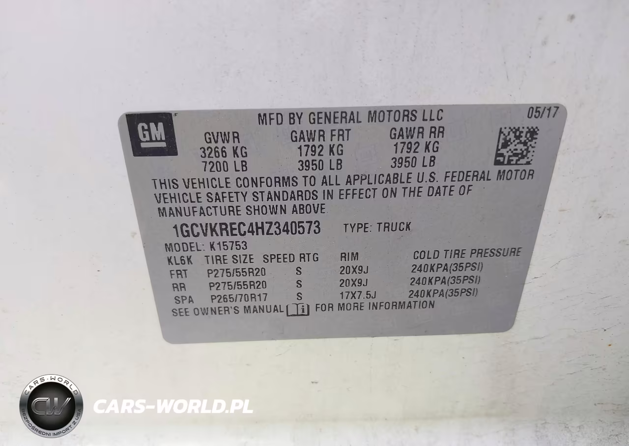 2017 Chevrolet Silverado 1500 2Lt VIN:1GCVKREC4HZ340573 - 9