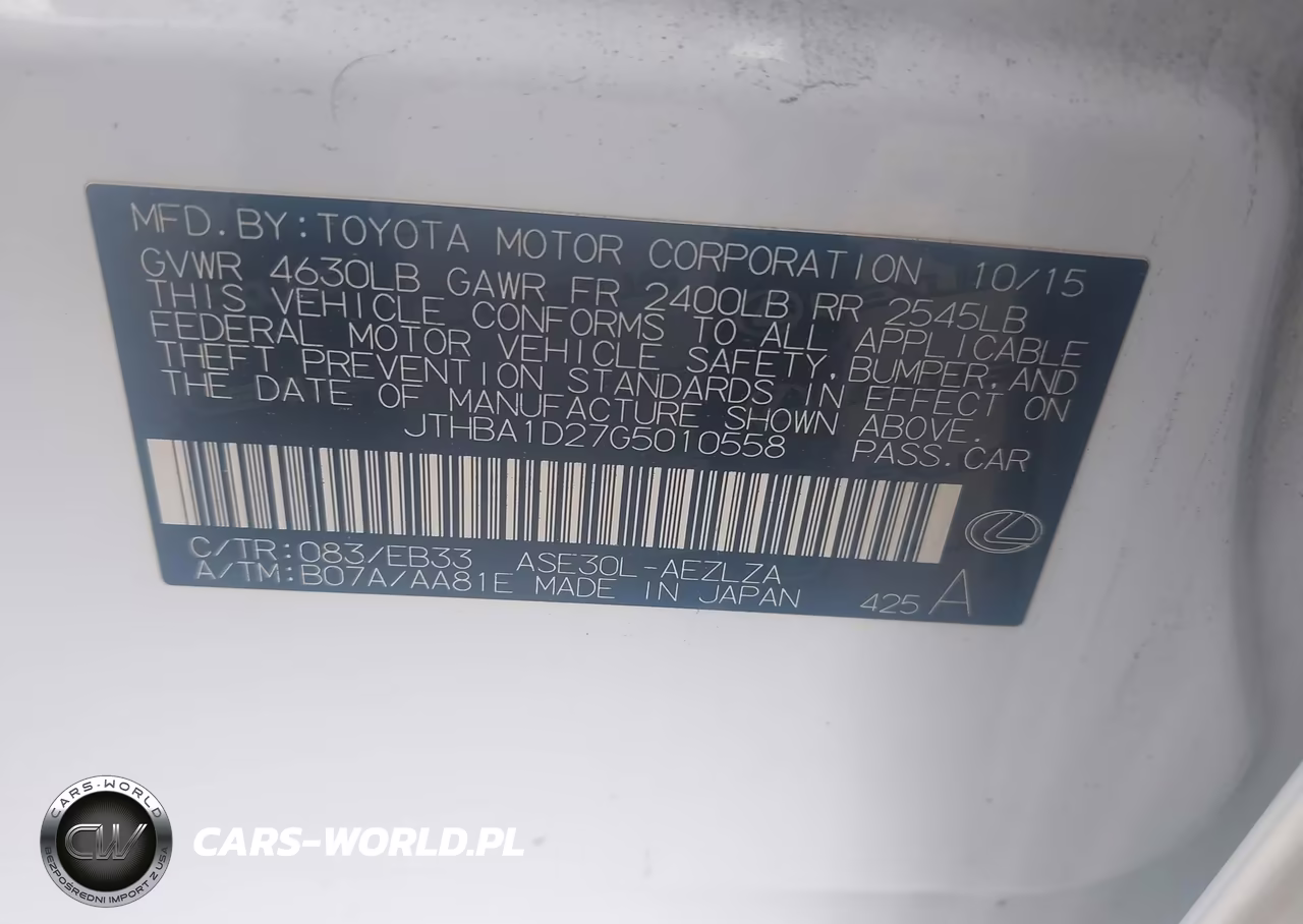2016 Lexus Is 200T VIN:JTHBA1D27G5010558 - 9