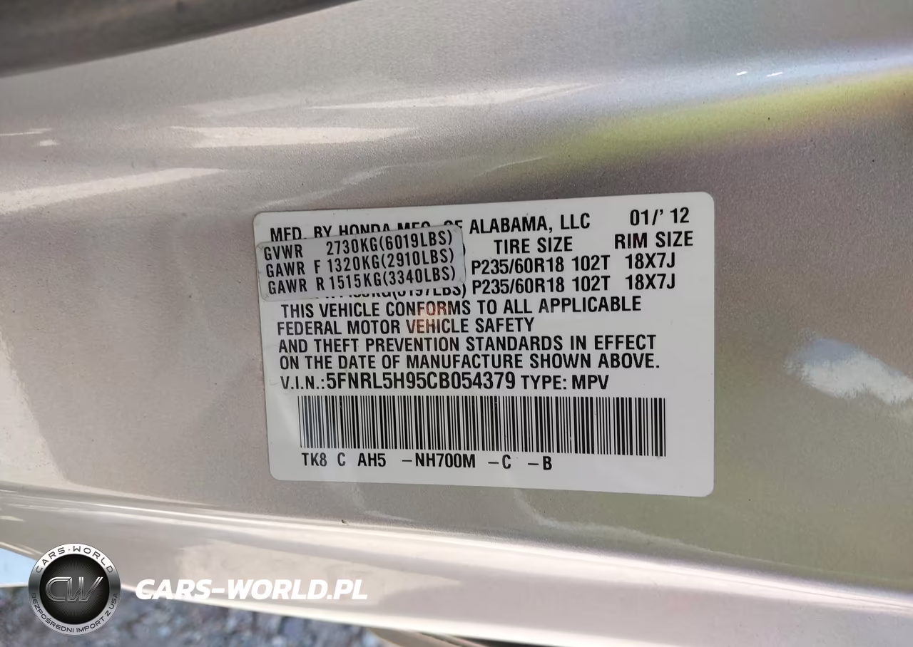 2012 Honda Odyssey Touring-Touring Elite VIN:5FNRL5H95CB054379 - 9