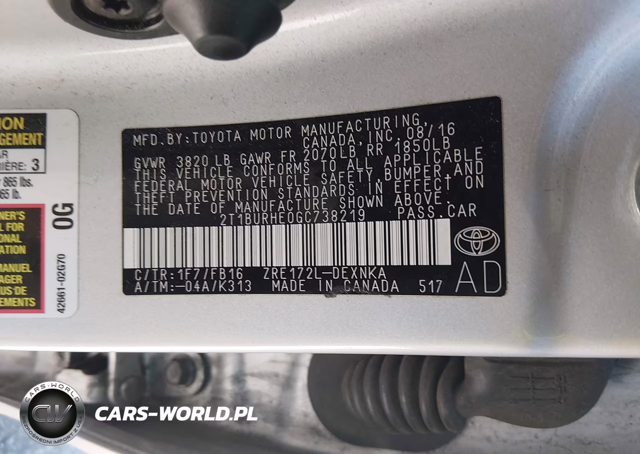 2016 Toyota Corolla Le VIN:2T1BURHE0GC738219 - 9