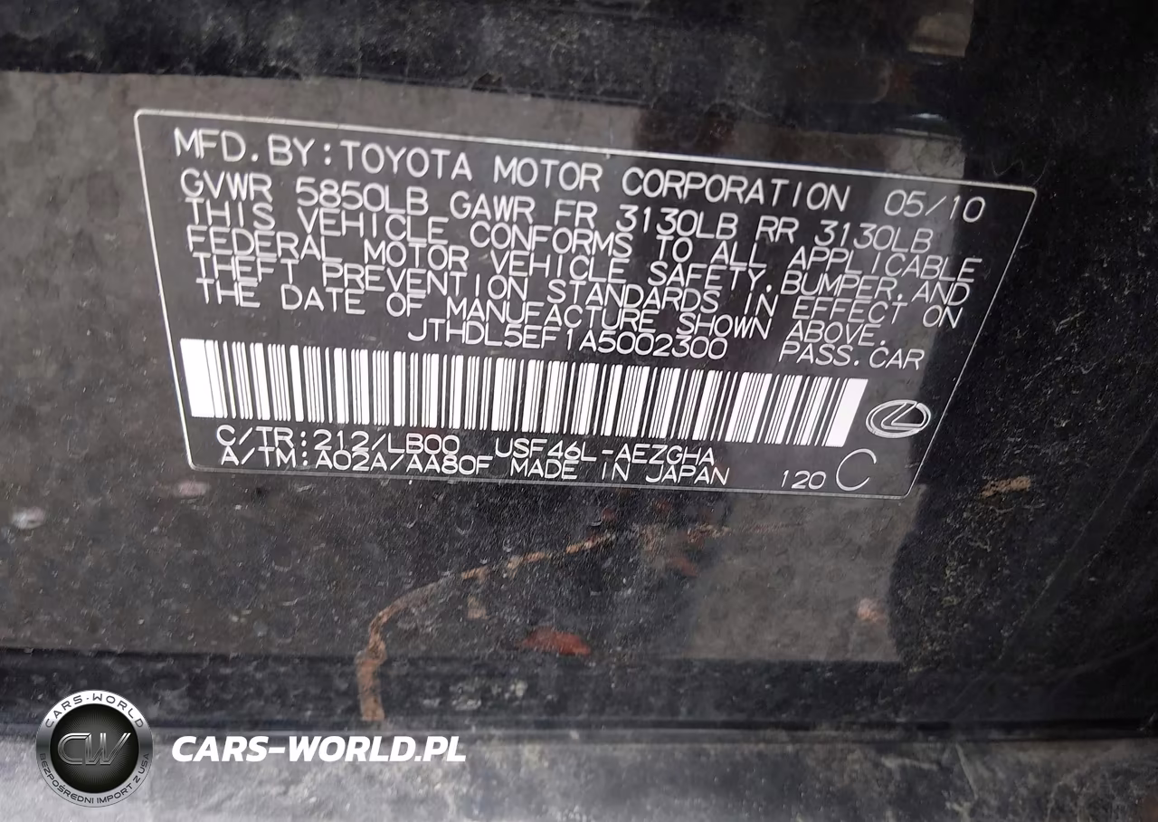 2010 Lexus Ls 460 L VIN:JTHDL5EF1A5002300 - 9