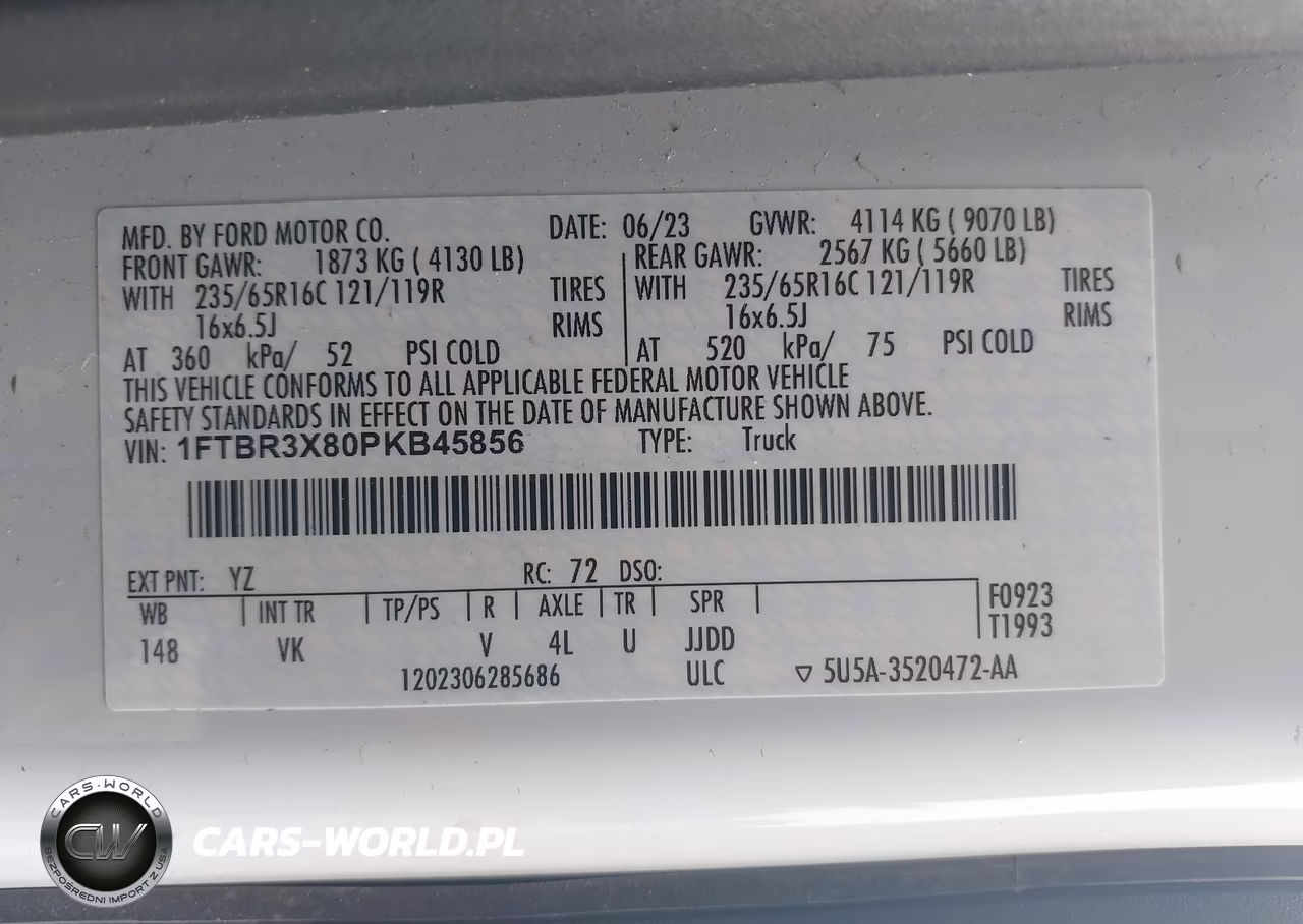 2023 Ford Transit-250 Cargo Van VIN:1FTBR3X80PKB45856 - 9