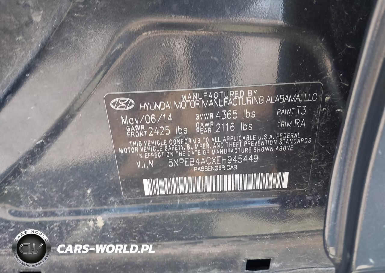 2014 Hyundai Sonata Gls VIN:5NPEB4ACXEH945449 - 9