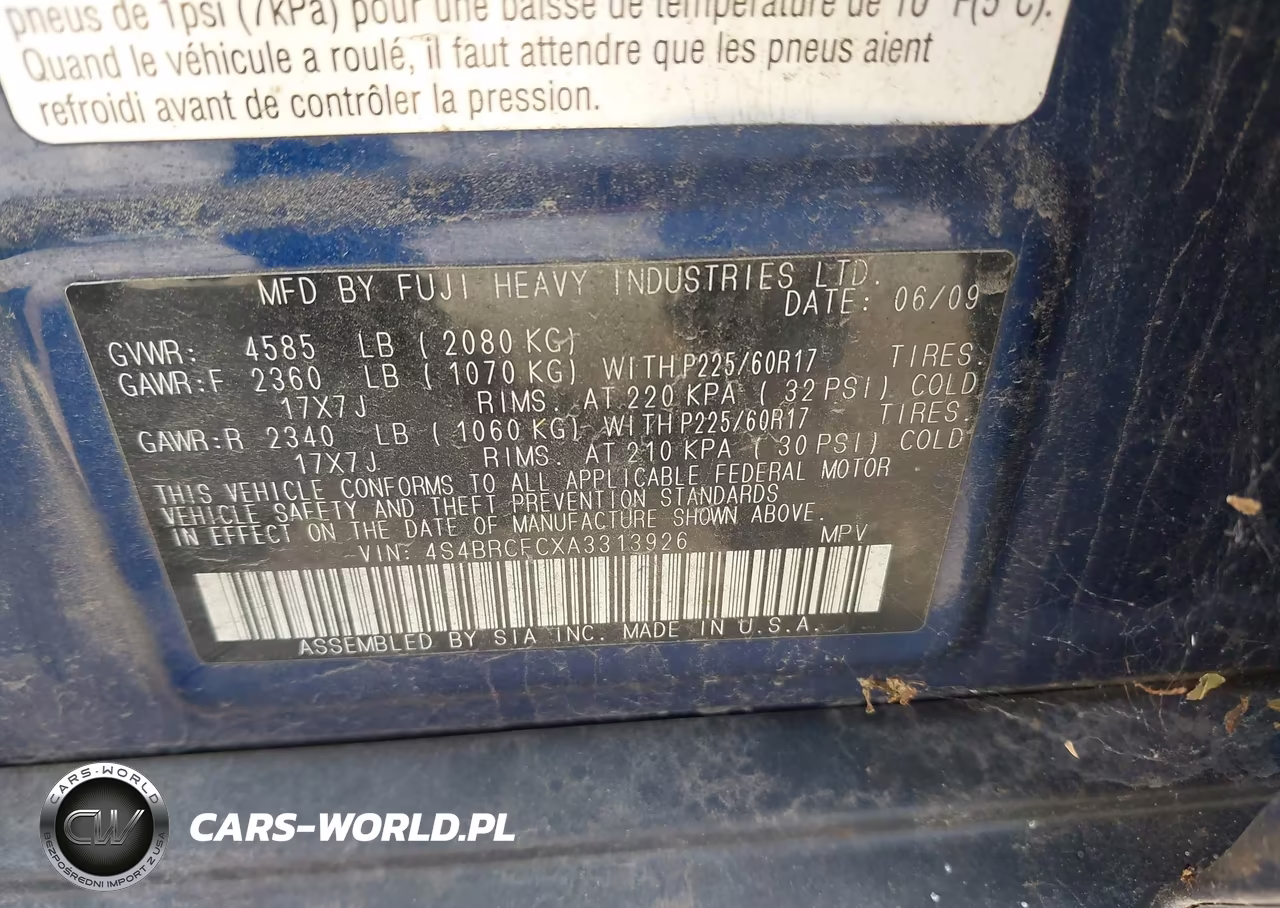 2010 Subaru Outback 2.5I Premium VIN:4S4BRCFCXA3313926 - 9