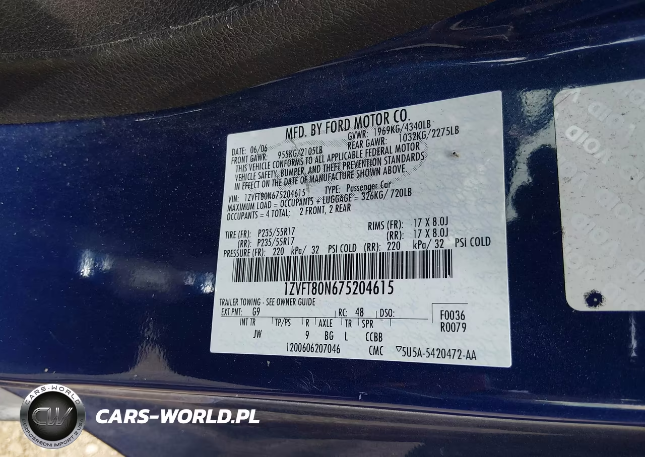 2007 Ford Mustang V6 Deluxe-V6 Premium VIN:1ZVFT80N675204615 - 9
