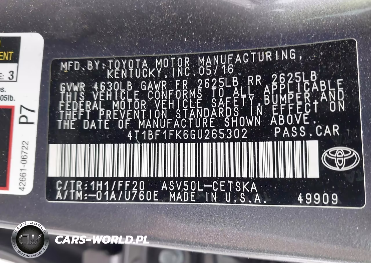 2016 Toyota Camry Se VIN:4T1BF1FK6GU265302 - 9